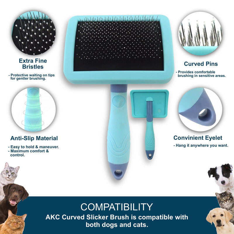 American Kennel Club AKC Deshedding Slicker Brush with Coated Tips for Dogs and Cats, Skin-Friendly Grooming and Deshedding Brush, Removes Loose Hair and Detangles Fur, Suitable for All Breeds - PawsPlanet Australia
