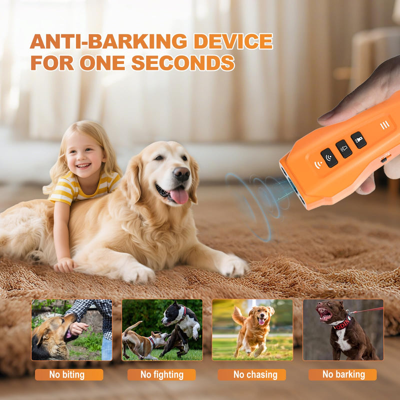 Dog bark Deterrent Device,Ultrasonic Anti Barking, Rechargeable Anti-Barking Device for Dogs Safe & Effective Portable Anti Barking Safe and Effective for Indoor and Outdoor use (Orange) Orange