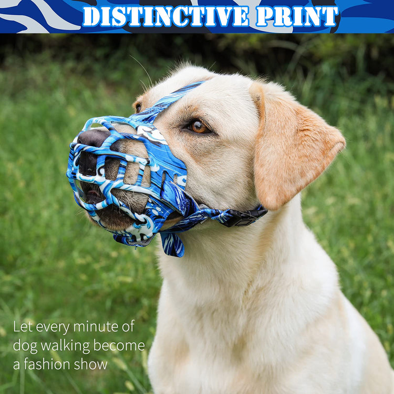 Basket Dog Muzzle Size 2 and Bluewhite Dog Muzzle Size 2 Set, Dog Mouth Guard for Biting Chewing Scavenging, Best for Aggressive Dogs