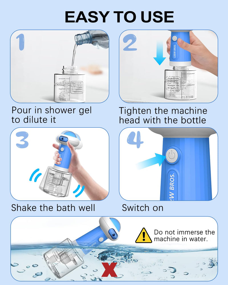 Electric Foaming Shampoo Dispenser, Automatic Soap Dispenser with Magnetic Charging/Ambient Light, for Dog/Cat Bathing, Bathroom, Kitchen Sink, Toilet Cleaning Blue - PawsPlanet Australia