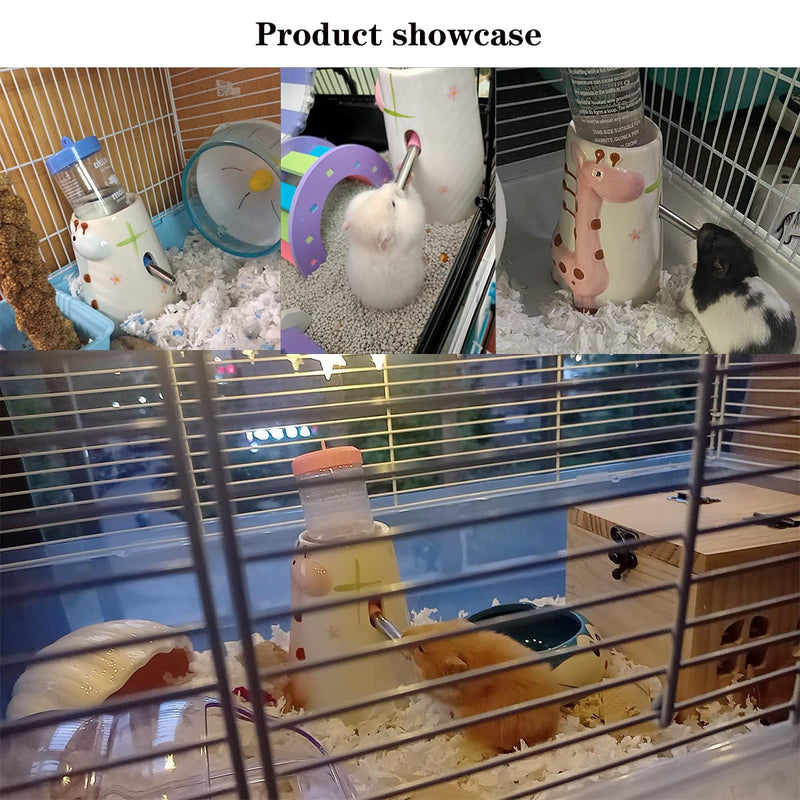 Hamster Water Bottle Small Animal Standing Water Dispenser Ceramic Base Cage Hanging Water Feeding Bottles Auto Dispenser for Hamster Guinea Pig Squirrel Rabbit Hedgehog (Yellow) Yellow - PawsPlanet Australia
