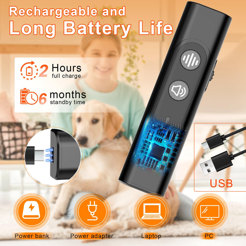 Anti Barking Device for Dogs - Dog Bark Deterrent Devices for Stopping Bad Dog Behavior - Ultrasonic Dog Bark Deterrent, Refuse to Shout and Slap - Best Anti Barking Device Rechargeable Black - PawsPlanet Australia
