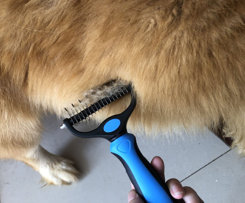 Pet Grooming Brush & Nail Clippers Trimmers - Double Sided Shedding and Dematting Undercoat Rake Comb for Dogs and Cats - Safe Dematting Comb for Easy Mats & Tangles Removing (Pink), Large