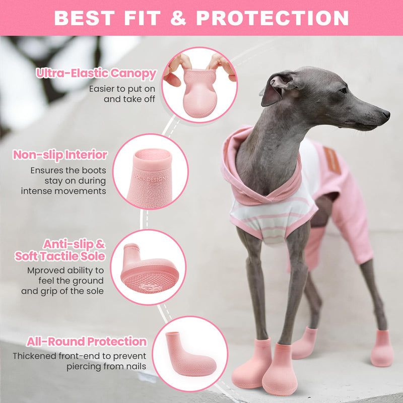 Dog Boots for Hot Pavement & Cold Weather – Ultra-Elastic Silicone, Easy On/Off Dog Shoes for Protects Paws & Prevents Licking, High Grip Non-Slip Dog Booties for Beach & Snow (Pink, Medium) Pink - PawsPlanet Australia