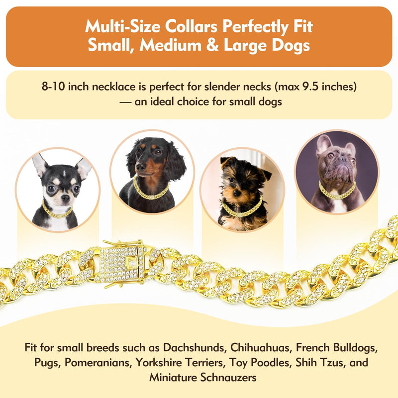 Gold Chain Collar for Medium Large Dogs - Cuban Link Dog Necklaces for Medium Dogs with Secure Buckle, Luxury Metal Chain Collar, Golden Pet Jewelry Accessories (14 inch) 14 inch - PawsPlanet Australia