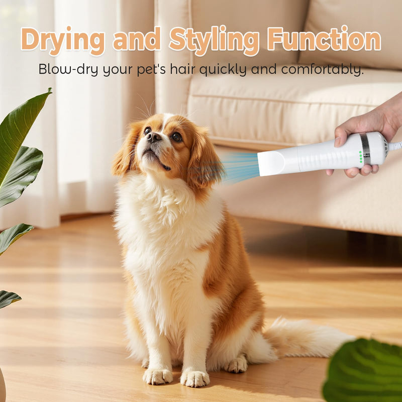 Cat Steam Brush with 600W High-Power Pet Dryer, Pet Spray Hair Removal Comb, 5 in 1 Cat & Dog Brush for Shedding, Includes Shampoo(Wired) White - PawsPlanet Australia
