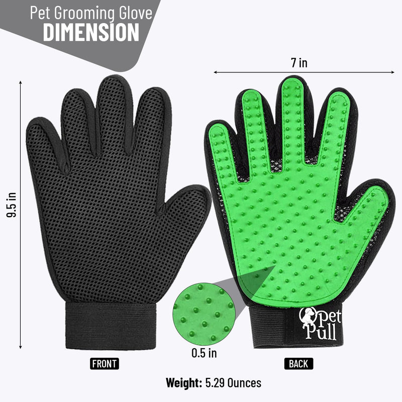 Pet Grooming Gloves with 259 Silicone Tips - Pet Hair Removal Tool Gentle Shedding Dog Washing Gloves - Deshedding Brush Hair Remover Mitts for Dogs & Cats for Long and Short Hair (Green) GREEN - PawsPlanet Australia
