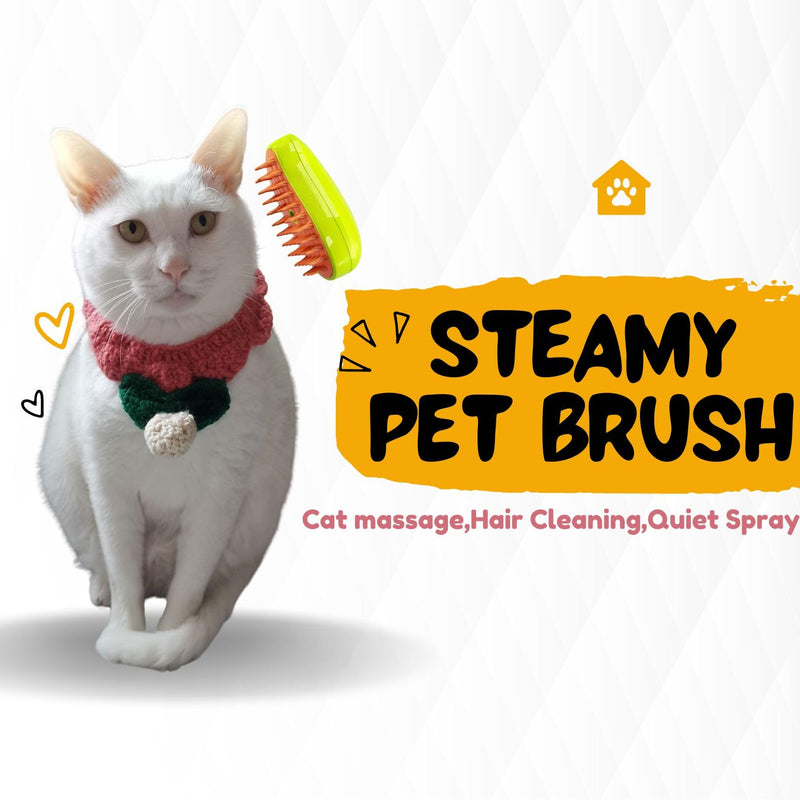 Cat Steam Brush,Steam cat brush,pet steam brush,Cat Brush, 3 In1 Cat Steamy Brush,Cat Grooming Brush,Cat hair steam brush,Steam brush for cats GREEN - PawsPlanet Australia