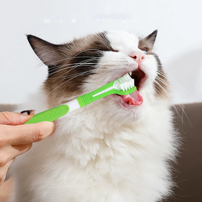 Pack of 3 Dog Toothbrushes, Removes Plaque and Bad Breath Dog Dental Care Set, Dog Toothpaste, for Small Dogs, Suitable for Refreshing Breath and Cleaning Dog Teeth