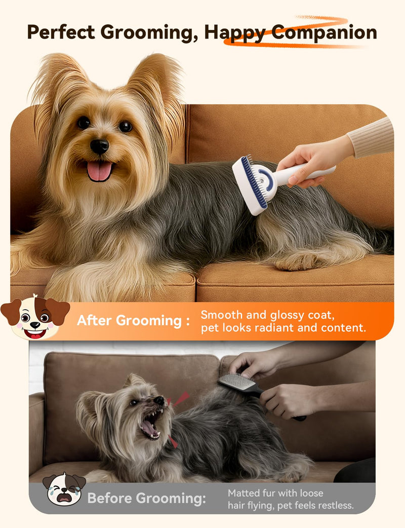 Dog Brush for Shedding with Steam, Dog Brush for Long Haired Dogs and Cats, Dual-Sided Dematting and Deshedding, Safe Non-Deforming Steel Pins, for Medium-Thick Coats Prone to Tangles & Shedding - PawsPlanet Australia
