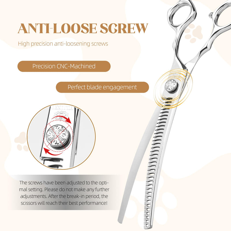 Curved Chunkers Shears Dog Grooming Professional 7.5 in Chunkers Scissors for Dogs Japan VG10 Stainless Steel Pet Grooming Thinning Scissors for Cut for Dogs and Cats. Curved Chunkers - PawsPlanet Australia