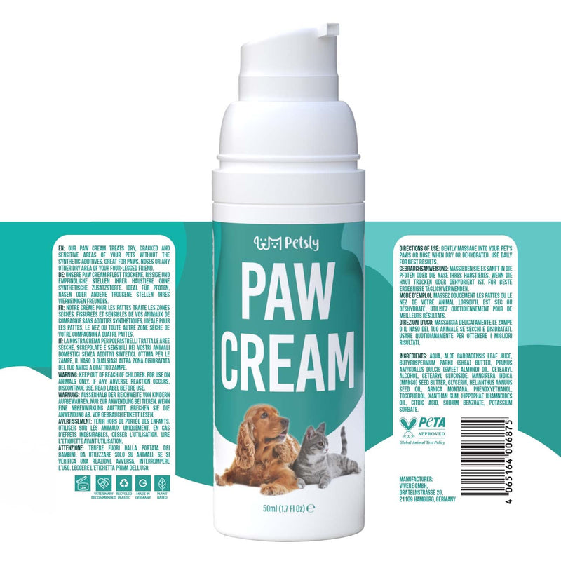 Cat & Dog Paw Balm - Moisturizes, Soothes, Protects Against Snow, Salt, Cracked Paws - 100% Organic & Natural, Fragrance Free, Safe to Lick - Nose and Paw Balm for Dogs - Itch Solution, 1.7 oz - PawsPlanet Australia