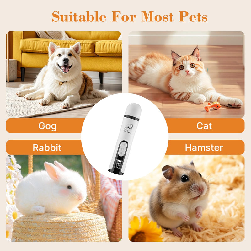 ahansi Dog Nail Grinder, 2026 Upgrade Quiet Dog Nail Grinder Cordless with LED Light & 3 Speeds, Quick USB Rechargeable Dog Nail Trimmer for Thick and Long Nails (1pc+2 Heads) - PawsPlanet Australia