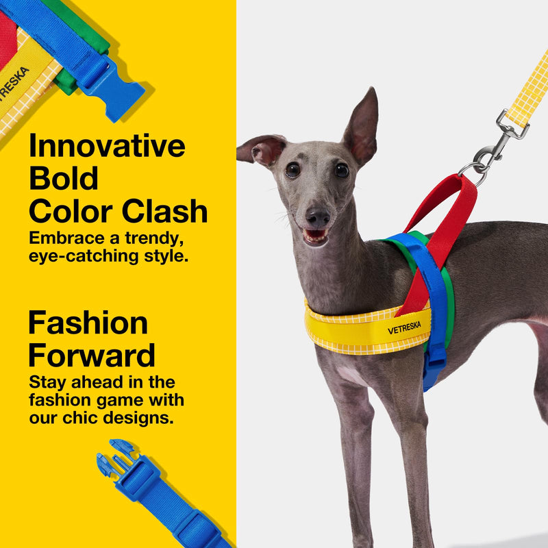 VETRESKA MoMA Dog Harness and Leash Set, Easy Walk Dog Harness for Small Medium Dogs, No Pull Puppy Harness for Walking and Training, Adjustable, Take Control & Anti-Twist Pet Lead Combo(Yellow, S) S(Chest: 21.3"-27.6") Chroma Yellow - PawsPlanet Australia