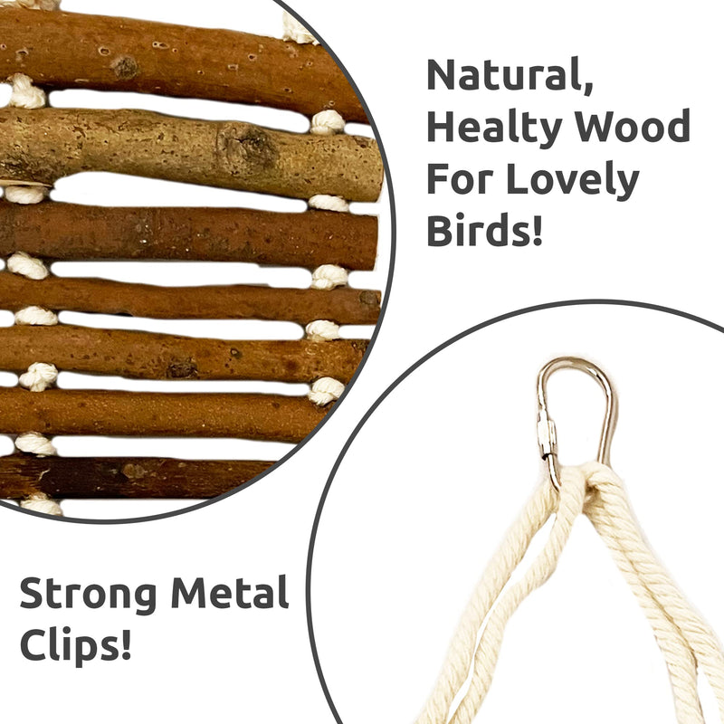SIMENA Bird Cage Ladder, Parrot Bridge Made of Natural Wood and Rope, Interactive Bird Toy for Small and Medium Sized Birds and Parrots, Parakeets, Cockatiels, Amazon Parrots, Conures etc. Swing Ladder with Rope - PawsPlanet Australia