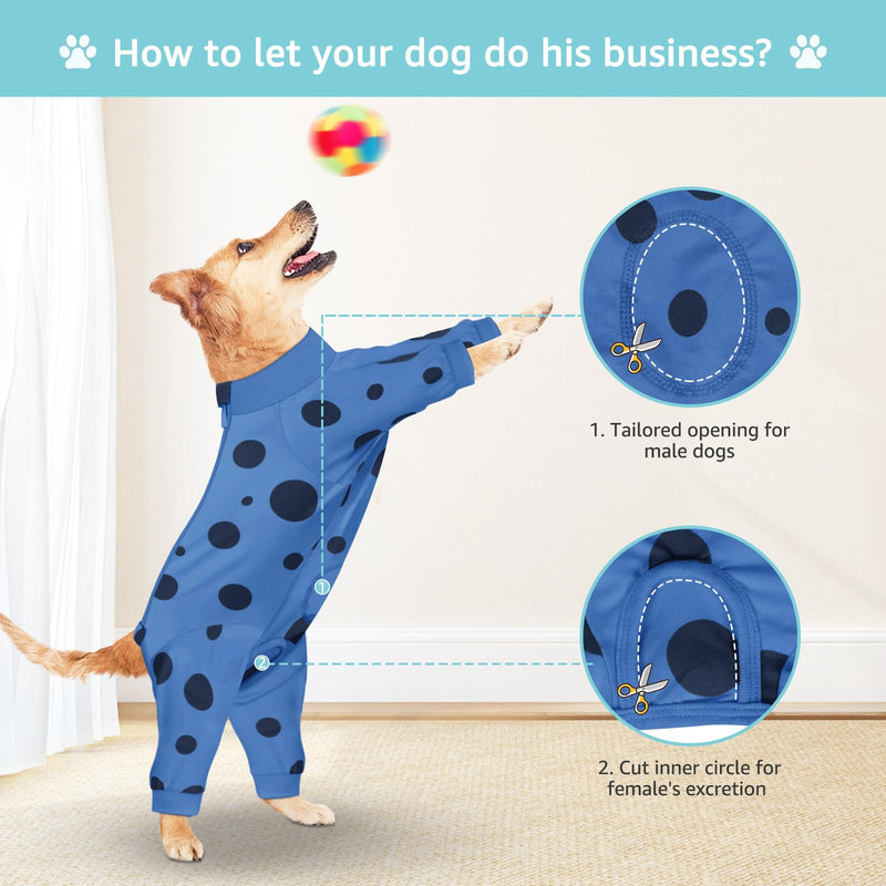 Dog Surgery Suit Long Sleeve, Dog Recovery Suit Female Male with Zipper Closure Post Spay, Neuter, Dog Onesie Shedding Suit Full Coverage Bodysuit (Blue, XXS) XX-Small Blue - PawsPlanet Australia