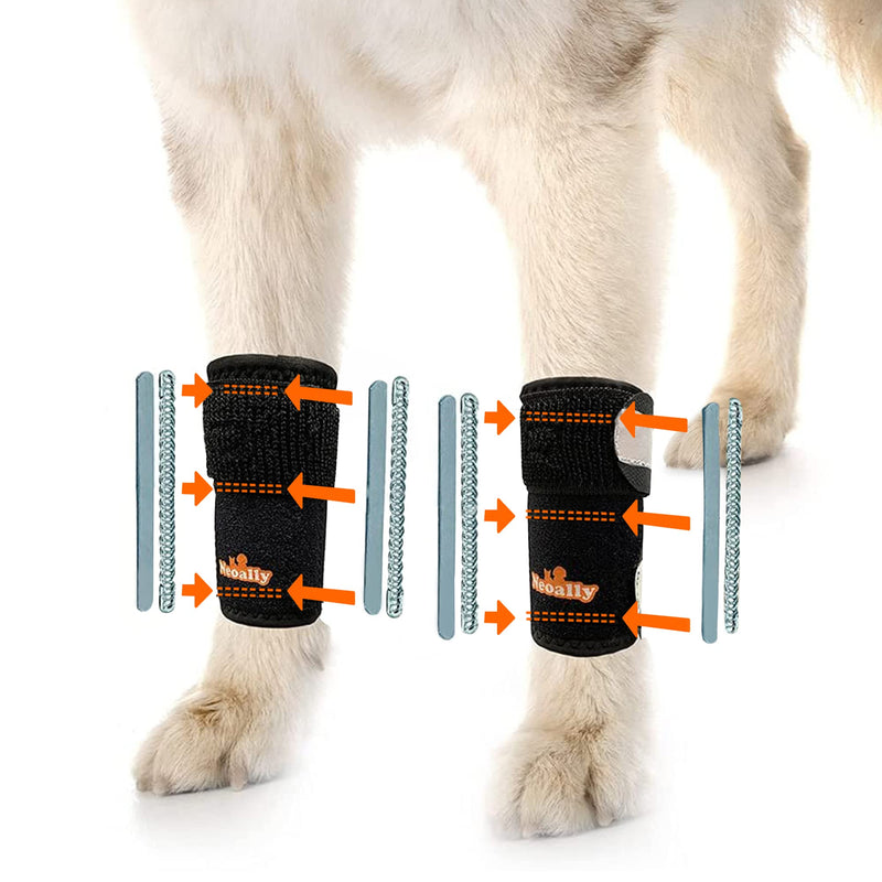NeoAlly - 3-in-1 Dog Splint Front Leg Support, Front Leg Brace with Rigid and Spring Inserts, Dog Leg Sleeve for Pet Mobility, Stability, & Protection, With Reflective Straps, S-M, 1 Pair S/M