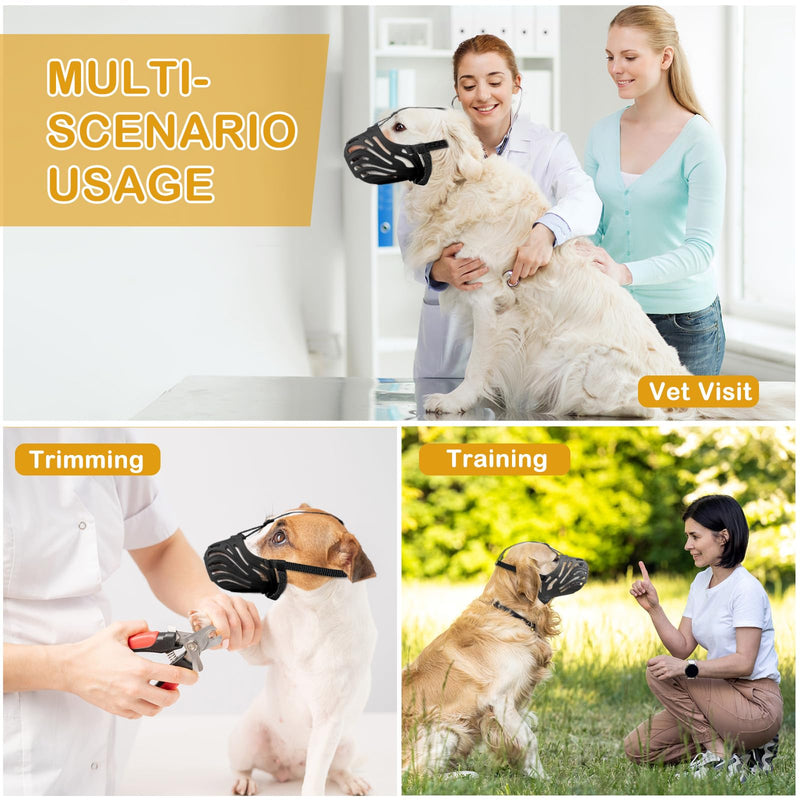 Dog Muzzle, Soft Breathable Dog Muzzles Suitable Dogs, Adjustable Basket Muzzles Prevents Chewing and Biting for Grooming Trimming Training (Black, L (44lb)) Black L ( 44lb ) - PawsPlanet Australia