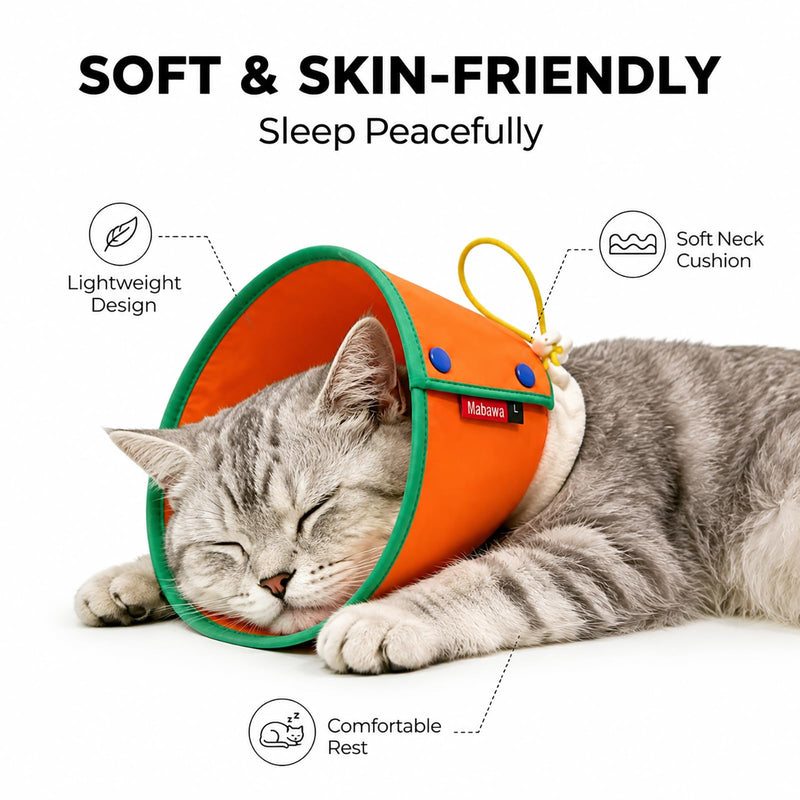 Soft Dog Cone Collar for Dogs & Cats, Adjustable Elizabethan Recovery Collar, Lightweight EPE Material, Post-Surgery Wound Protection (Orange, S) Orange