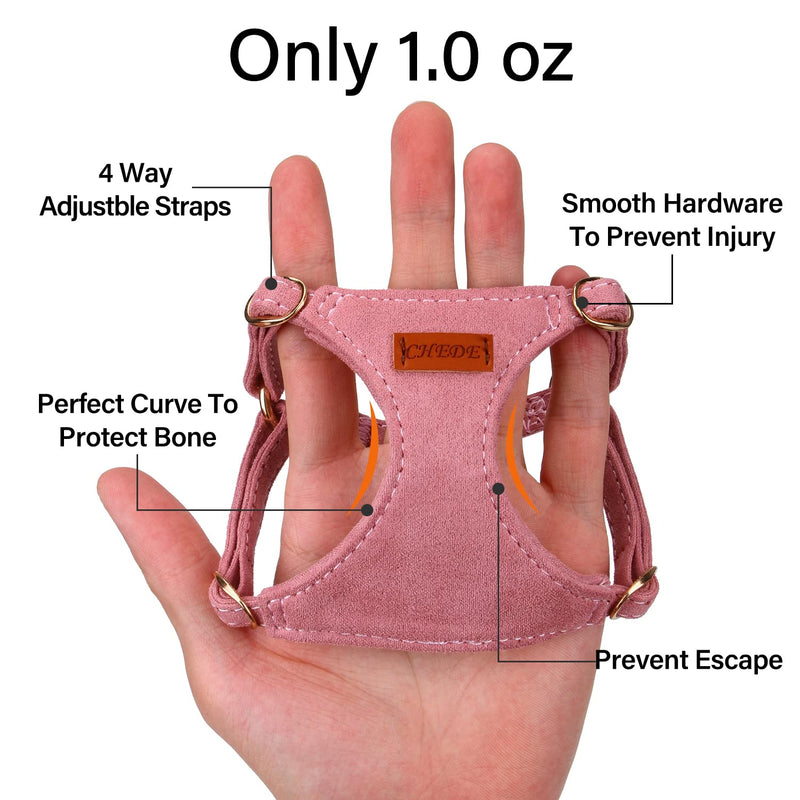 CHEDE No Pull Puppy Harness and Multifunction Dog Leash Set- 8 Colors Soft Adjustable No Choke Escape Proof Cute,Lightweight Pet Vest Harness for Small and Medium Dog (XXS, Antique Pink) XXS - PawsPlanet Australia