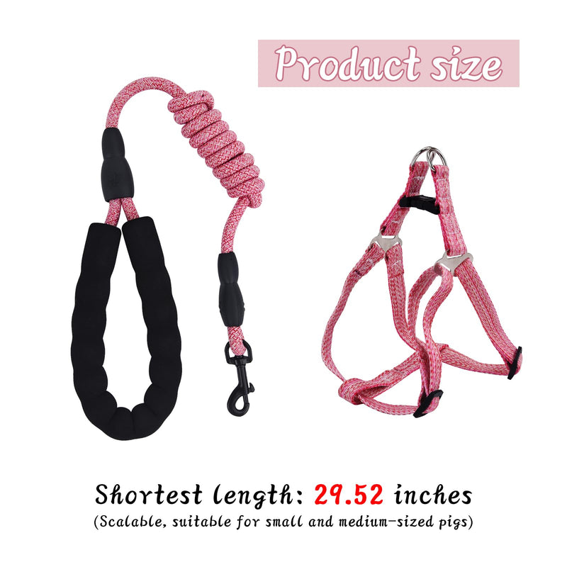 Mini Pig Harness, Adjustable Small Pig Harness with Leash Infinity Style Lead and Soft Foam Handle for Small to Medium Pet Pigs Walking Training Jogging (Pink, M) Pink - PawsPlanet Australia