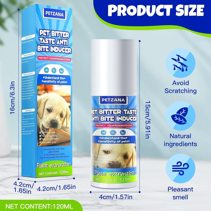 Bitter Apple Spray for Dogs: 100ML Natural Alcohol-Free Bitter Spray for Dogs to Stop Chewing Licking, Deterrent Spray for Puppy Training Protect Furniture, Shoes, Cords Indoor/Outdoor Use (100ML) - PawsPlanet Australia