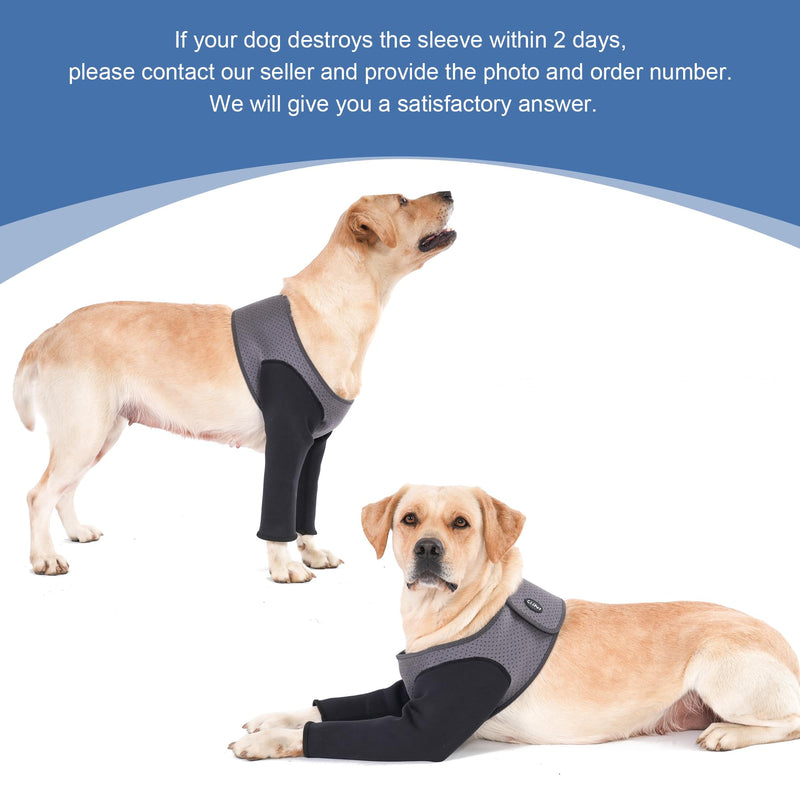 dog sleeves for wounds both front legs，Cone Collar Alternative, Abrasion Resistant Dog Recovery Sleeve, Washable 2.5mm Thick and Waterproof, Breathable Pet Wounds Prevent Licking, Bite Grey (2XLarge) 2XLarge