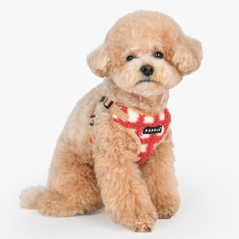 Puppia Stefan Comfort Dog Harness Step-in Warm Winter Tumbling Waffle Pattern Adjustable Neck and Chest for Small and Medium Dog, Coral, Large Coral_Stefan - PawsPlanet Australia