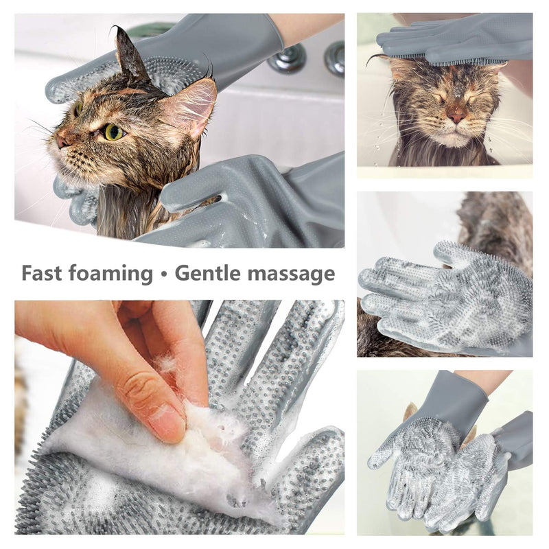 Pet Grooming Gloves - Gentle Dog Bathing Shampoo Brush - Massage Mitt with Enhanced Five Finger Design - Efficient Deshedding Glove for Dogs, Cats, Rabbits and Horses - 1 Pack - PawsPlanet Australia