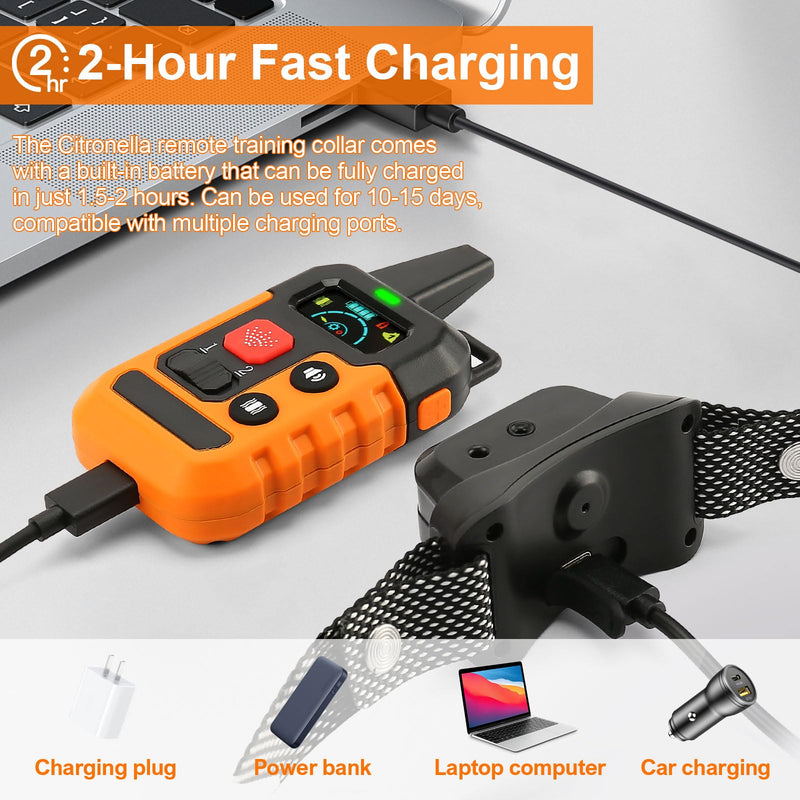 Citronella Training Collar for Dog Spray Dog Collar with Beep/Vibration/Spray 4 Mode & 6 Adjustable Sensitivities, IPX7 Waterproof Dog Collar for L/M/S Dogs Orange-QT - PawsPlanet Australia