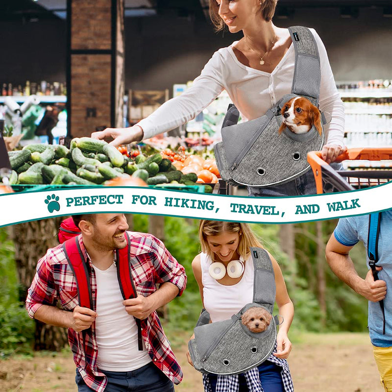PetAmi Dog Sling Carrier for Small Dogs, Puppy Carrier Sling Purse, Dog Bags for Traveling, Carrying Bag to Wear Medium Cat, Adjustable Crossbody Pet Sling Travel, Poop Bag Dispenser, Max 5 lbs, Gray Small - up to 5 lbs - PawsPlanet Australia