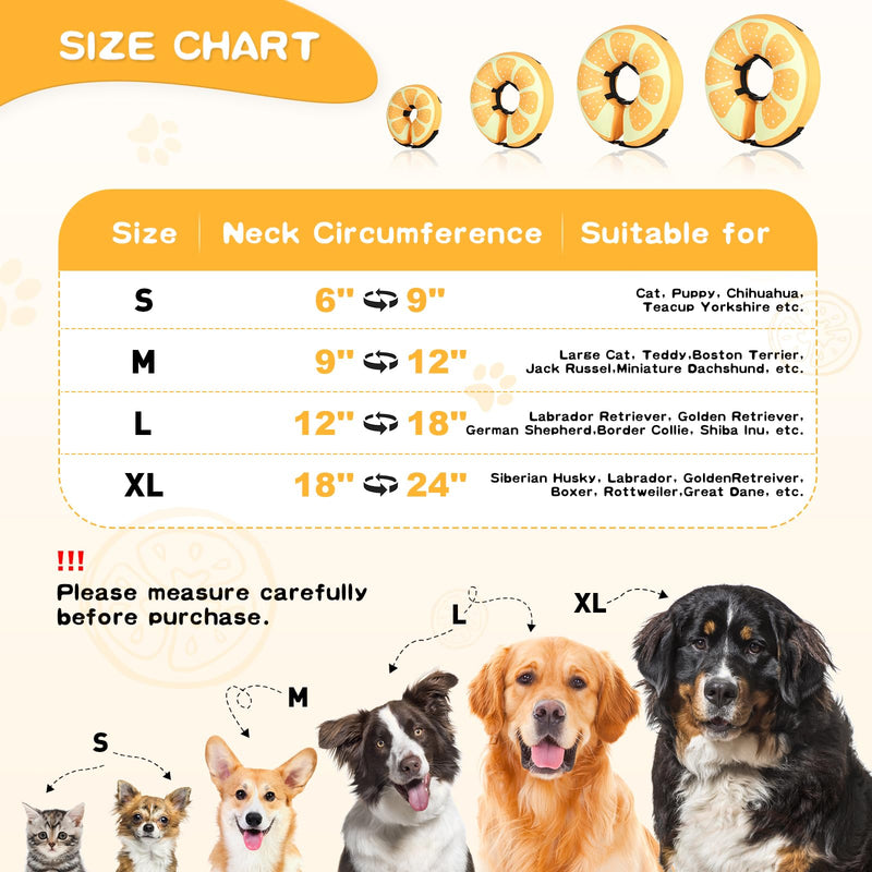 Sivomens Dog Cone, Protective Inflatable Dog Collar for Jumbo Dogs, Soft Adjustable Pet Recovery Cone After Surgery, Washable Dog Donut Collar Prevents Licking Wounds & No Blocking Vision, XL(18"-24") X-Large(Neck:18"-24") Yellow - PawsPlanet Australia