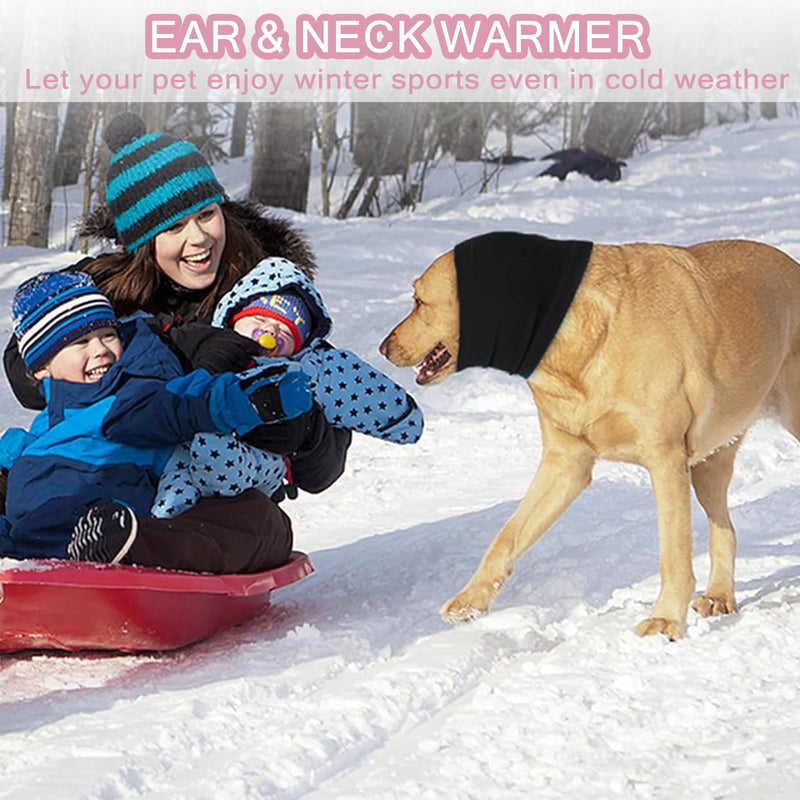 2 Pcs Dog Snood, Dog Ear Defenders, Dogs Ear for Anxiety Relief, Ears Protectors for Bath Drying, Pet Ears Protector (Pink, Black)