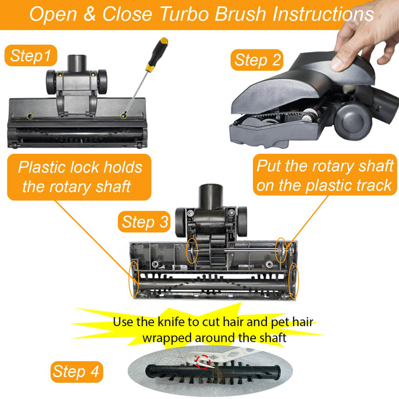 for Shop Vac Using 1 1/4'' & 2 1/2'' Accessories, Turbo Brush Head 1.25" Plus 2 1/2 Inch Vacuum Hose Adapter Compatible with Rigid Shop-Vac VacMaster Craftman - Vacuum Attachment for Pet Hair Removal - PawsPlanet Australia