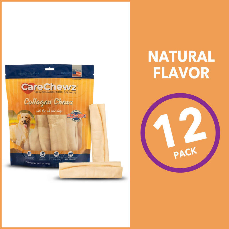 Pet Factory CareChewz Collagen 6-7" Small Wraps Dog Chew Treats - Natural Flavor, 12 Count/1 Pack 12 Count (Pack of 1) - PawsPlanet Australia