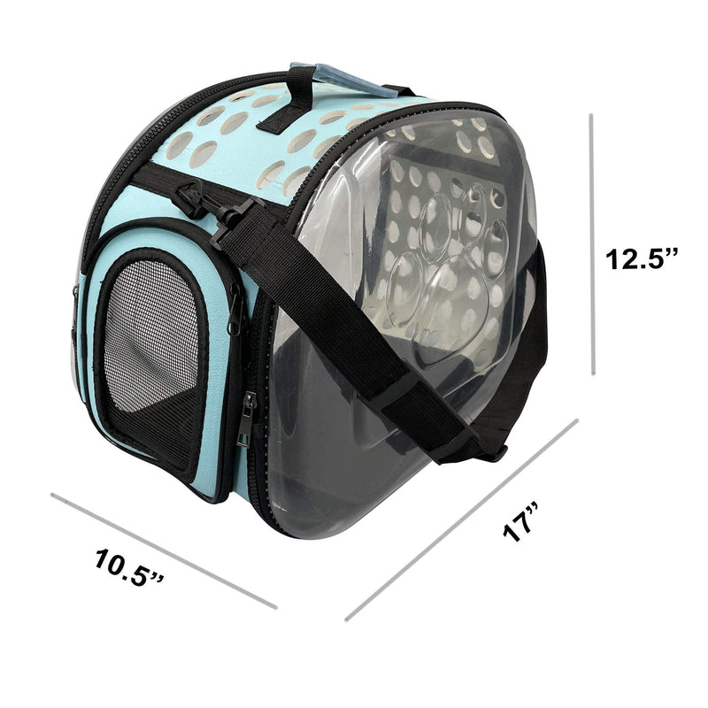 PetLike Airline Approved Pet Carrier Soft Sided Collapsible Travel Bag for Cats & Small Dogs (Blue, Leather) blue - PawsPlanet Australia