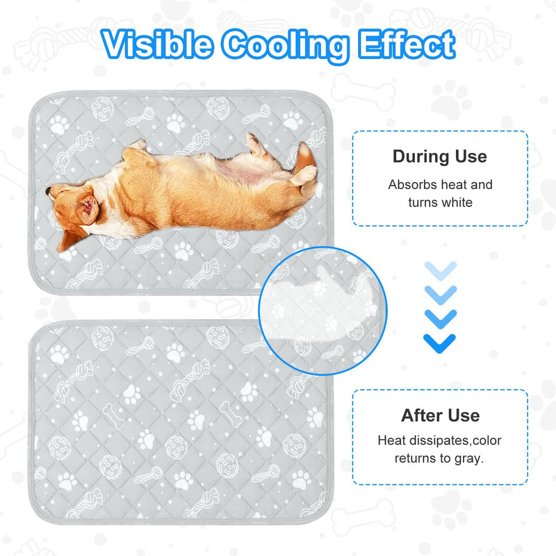 MH MYLUNE HOME Dog/Cat Cooling Mat, Arc-Chill Cooling Fiber & Endothermic Color Changing Pet Mat, 20'x30', Foldable & Washable, Non-Toxic Summer Pet Blanket, Light Gray Dog paws Medium: 20"x30" - PawsPlanet Australia