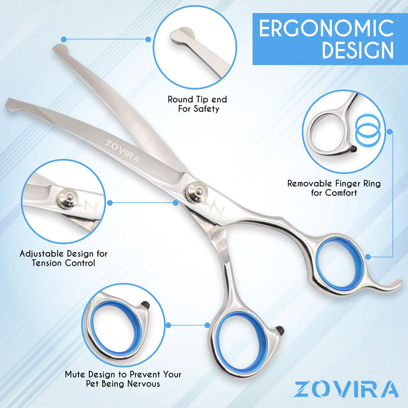 Zovira Dog Grooming Scissors 6" Stainless Steel Pet Hair Cutting Shears for Dogs & Cats (Pet Scissors Single) Pet Scissors Single - PawsPlanet Australia
