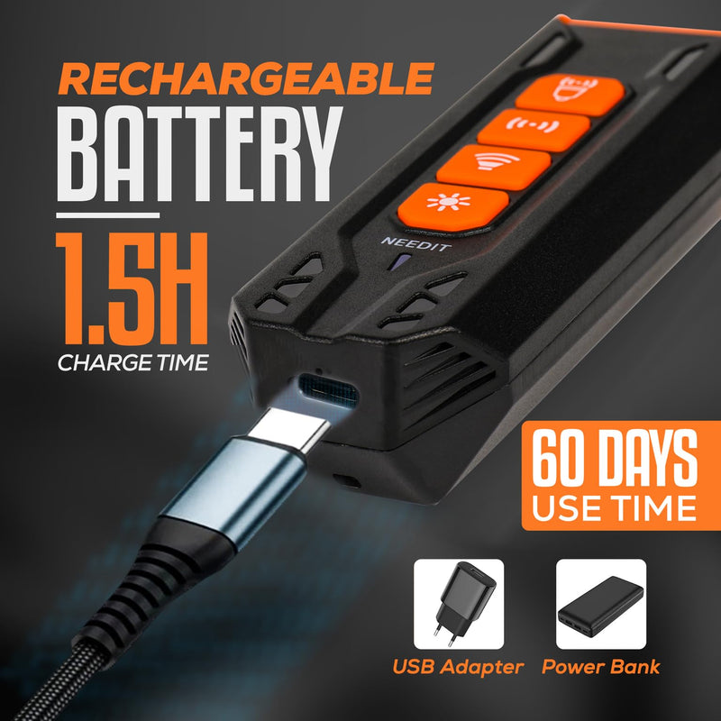 NEEDIT Dog Bark Deterrent Device to Stop Own or Neighbor’s Dog Barking, Biting & Fighting with Long Range – Rechargeable Ultrasonic Portable Anti Barking Device with 3X Sonic Emitters & Flash (Black) Black - PawsPlanet Australia