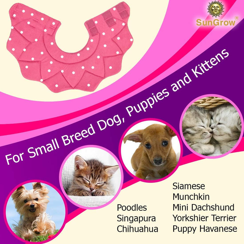 SunGrow Cat Cone Collar Soft Washable, Cat Recovery E Collar Sleep Cone After Surgery to Stop Licking, Pet Cone of Shame Alternatives, Scratch & Bite Proof Grooming Soft Cone for Easy Nail Cutting Pink Polka (S, 7.5-9" Neck) - PawsPlanet Australia