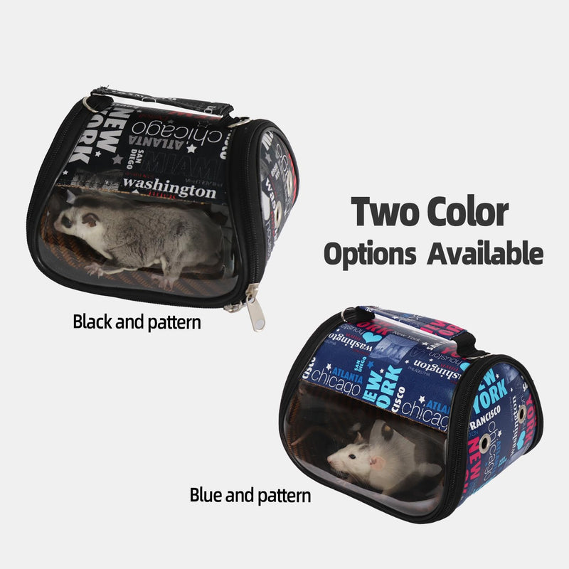 Transparent Small pet Carrier, Adjustable Shoulder Strap, Detachable Bamboo and Rattan Lining Suitable for Ventilated Bird Backpacks for Sugar Gliders, Hamsters, Rats, and Parrots (Blue) blue