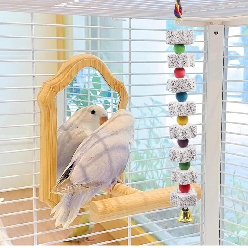 2 Pack Mineral Block Chicken Chewing Toy, KABASI Bird Beak Grinding Calcium Stone with Bells, Chicken Coop Accessories for African Grey, Budgies Cockatiels Parrot Hens Geese Ducks Hamster Rabbit - PawsPlanet Australia