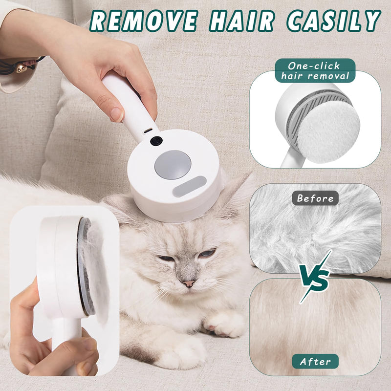 Aerbee Cat Steam Brush, Cloud Care Dog Brush for Indoor Pet Steam Brush for Shedding Defur Comb for Dog Brush for Long Short Hair Cat & Dog Pet, Cats Massage Grooming Self-Cleaning, White - PawsPlanet Australia