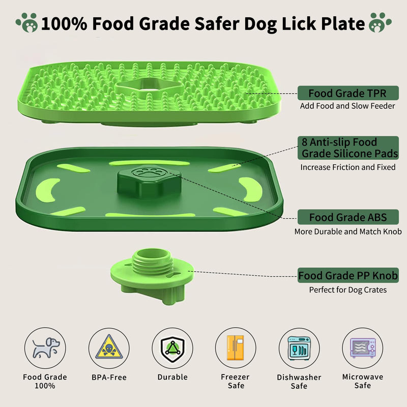 CIICII Dog Lick Mat for Dogs Crate, 2 in 1 Dog Slow Feeder Treat Mat (Large 7.1" Dog Licking Mat + Dog Crate Training Aid) with Silicone Anti-Slip Pad for Dogs/Cats Anxiety Reduction & Boredom Relief Dog Crate Lick Mat 7.1 X 7.1 Inch