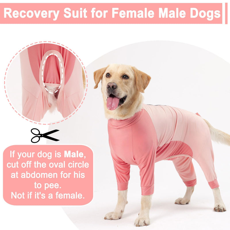 KOESON Dog Surgery Suit Female Spay, Long Sleeve Recovery Suit for Dogs After Surgery, Soft Dog Surgery Recovery Suit Pet Onesie for Abdominal Wounds Anti Licking Dog Cone Alternative Pink M Medium