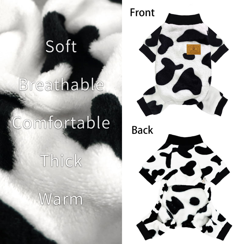 XPUDAC Cow Dog Sweater, Dog Winter Clothes for Small Medium Dogs Girl Boy Fleece Dog Pajamas for Winter Christmas, Medium Medium(Chest-16.5") - PawsPlanet Australia