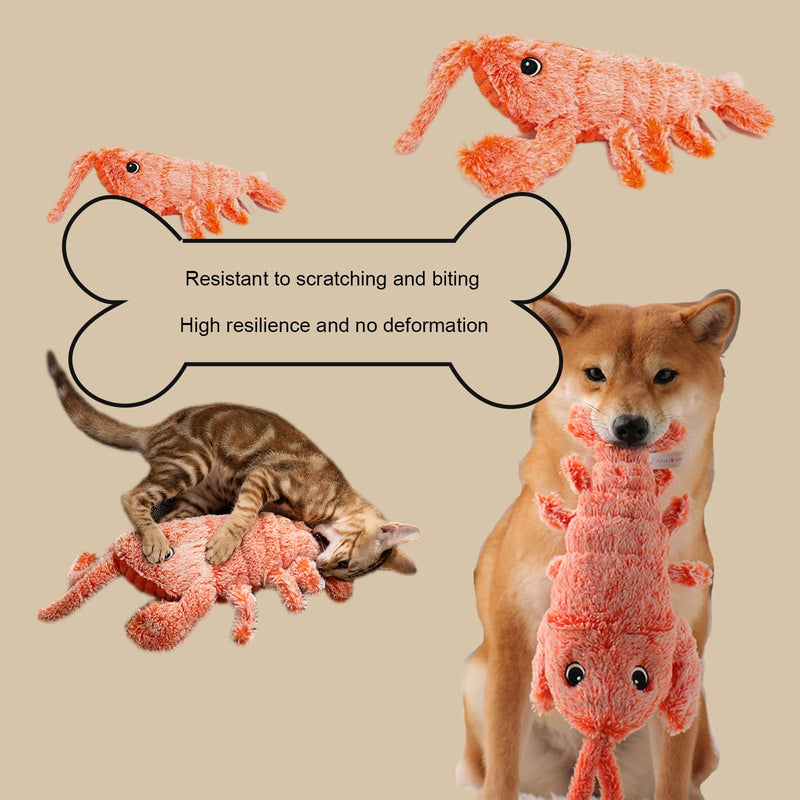 Flopping Lobster Toy for Cats and Small Dogs - Catnip Infused Kitten Toys for Indoor Fun - Chew and Kicker Toy, USB-Rechargeable and Washable Design, Orange