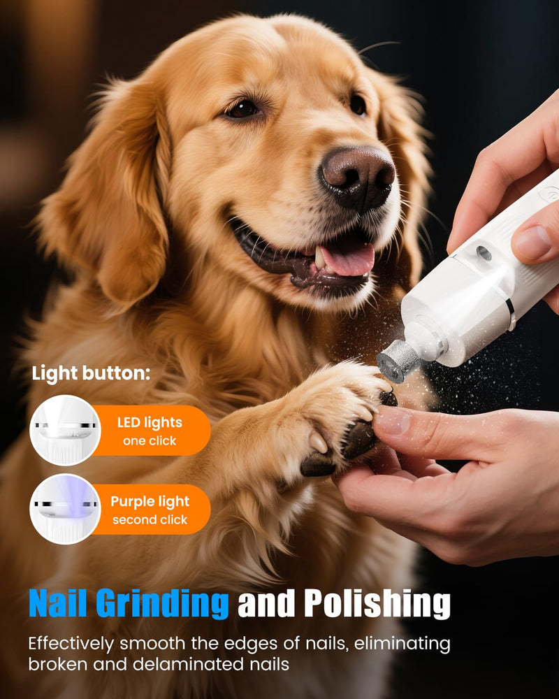 Dog Clippers Grooming Kit with LED Light 4-in-1, 2025 Upgraded Low Noise Dog Paw Trimmer Nail Grinder Grooming Clippers, 2-Speed Professional Pet Hair Trimmer Face Shaver for Paw,Nail,Body (Purple) Purple - PawsPlanet Australia
