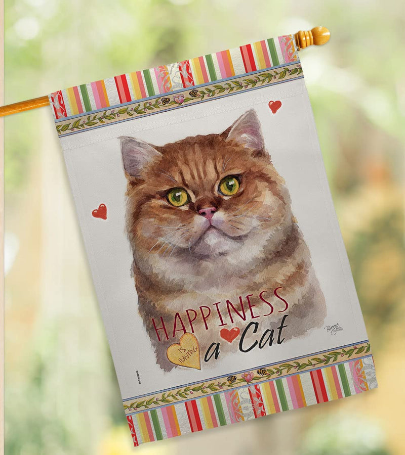 Breeze Decor British Short Hair Happiness House Flag Pack Cat Kitten Meow Spoiled Paw Fur Pet Nature Farm Animal Creature Embroidery Banner Small Garden Yard Gift Double-Sided, Made in USA - PawsPlanet Australia