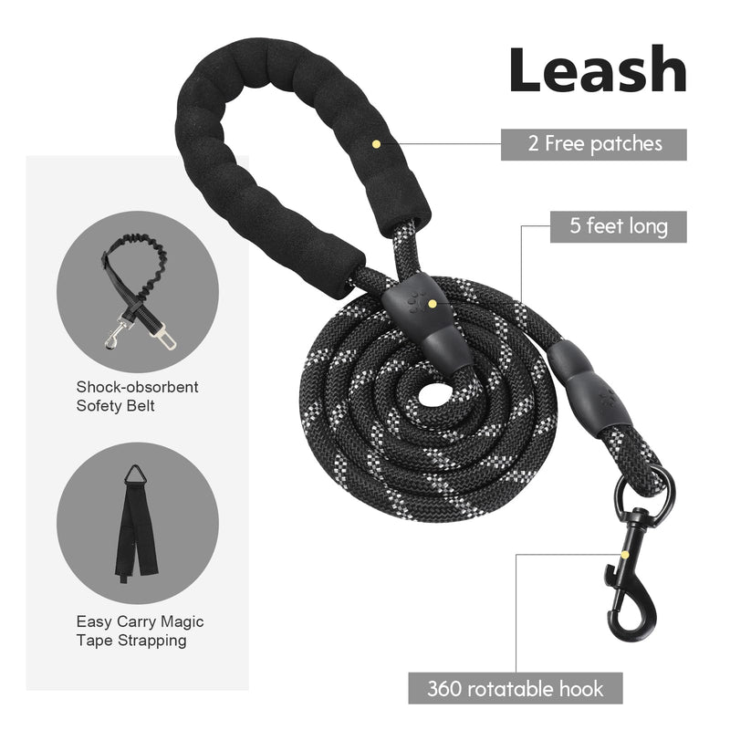 No Pull Tactical Dog Harness for Large Dogs, Escape Proof Molle Dog Vest Harness and Leash Set, Adjustable Military Service Dog Harness with Handle for Medium Large Dogs(Black, L) Black - PawsPlanet Australia